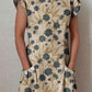 Women's Elegant Floral Pattern Crew Neck Dress