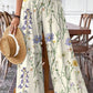 Women's Simple Elegant Floral Print Pattern Cotton Wide Leg Pants