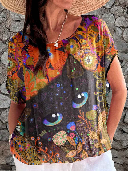 Women's Art Cat's Eye Pattern Top