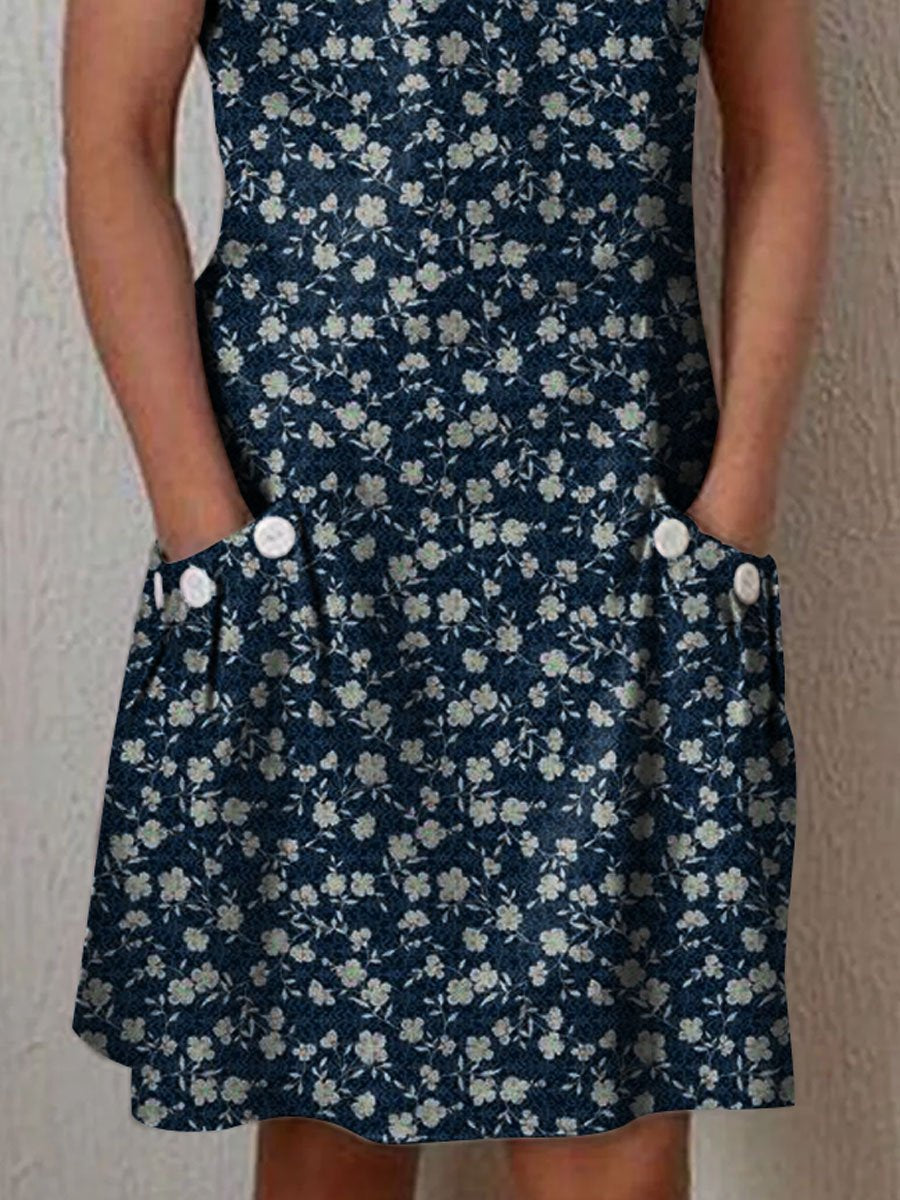 Women's Floral Art Casual Cotton Dress