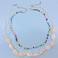 Vintage Bohemian Shell Hand-knotted Necklace Rice Beads Beaded Clavicle Chain