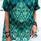 Women's Elegant Bohemian Geometric Pattern Crew Neck Cotton and Linen Top