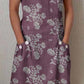 Women's Simple Elegant Decorative Floral Pattern Round Neck Cotton and Linen Dress