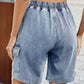 Women's Distressed Lace-up Elastic Waist Denim Shorts