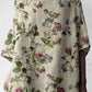 Women's Elegant Floral Pattern Cotton and Linen Top