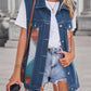 Women's Retro Geometric Colorblock Denim Vest