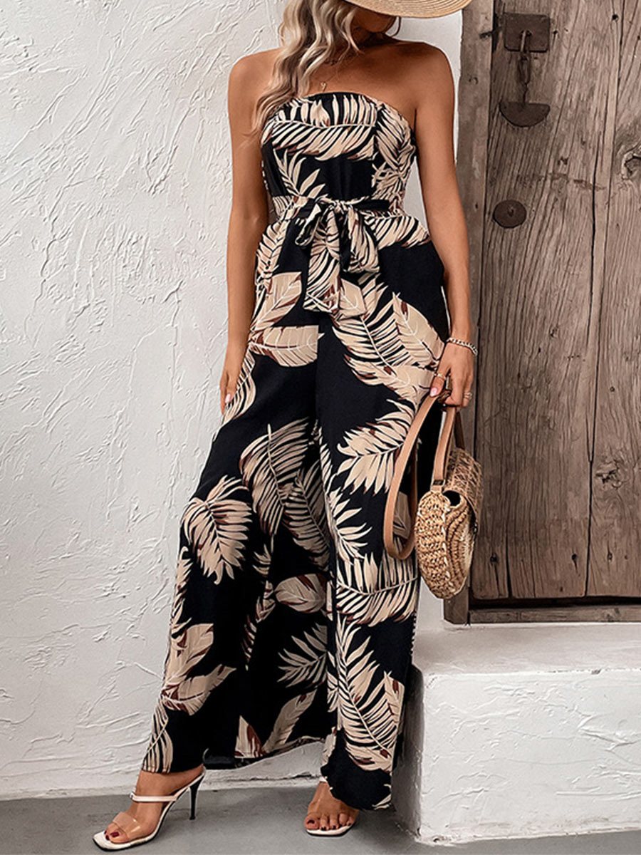 Women's Printed Bandeau Pocket Jumpsuit