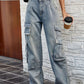 Women's Washed Distressed Loose Work Jeans