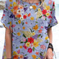 Women's Elegant Vintage  Floral Print Linen Top