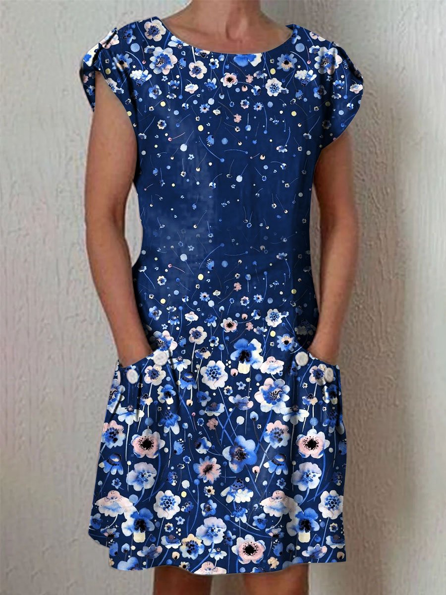 Women's Floral Art Casual Cotton Dress