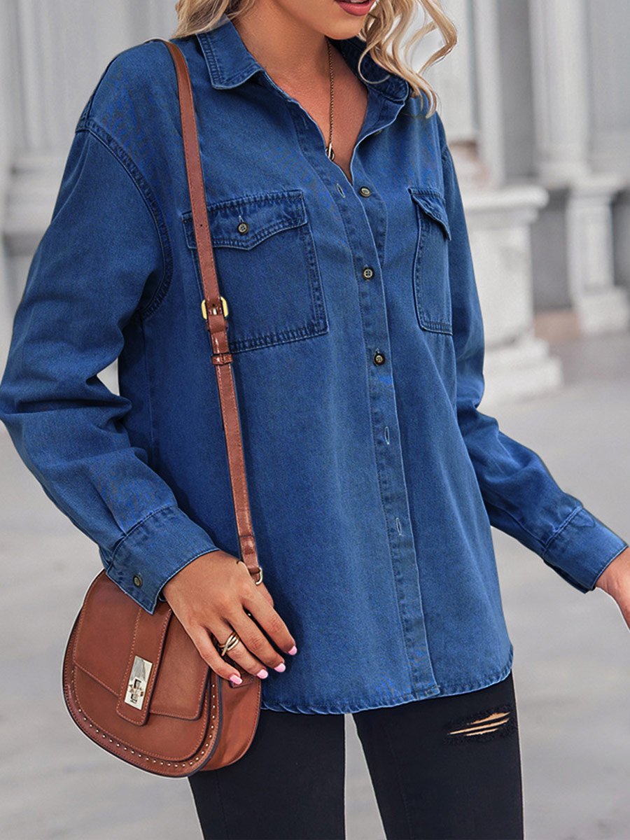 Women's Thin Denim Long Sleeve Shirt