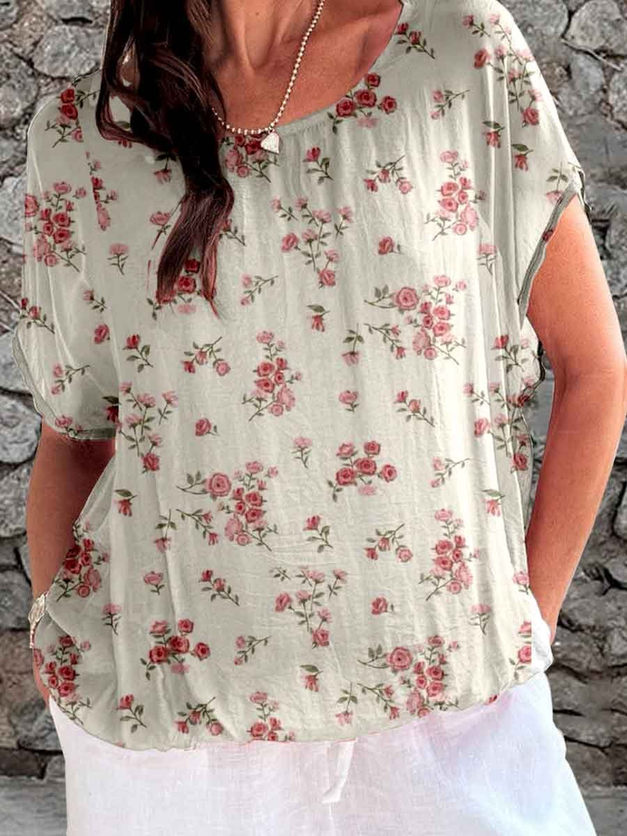 Women's Simple Elegant Decorative Floral Top