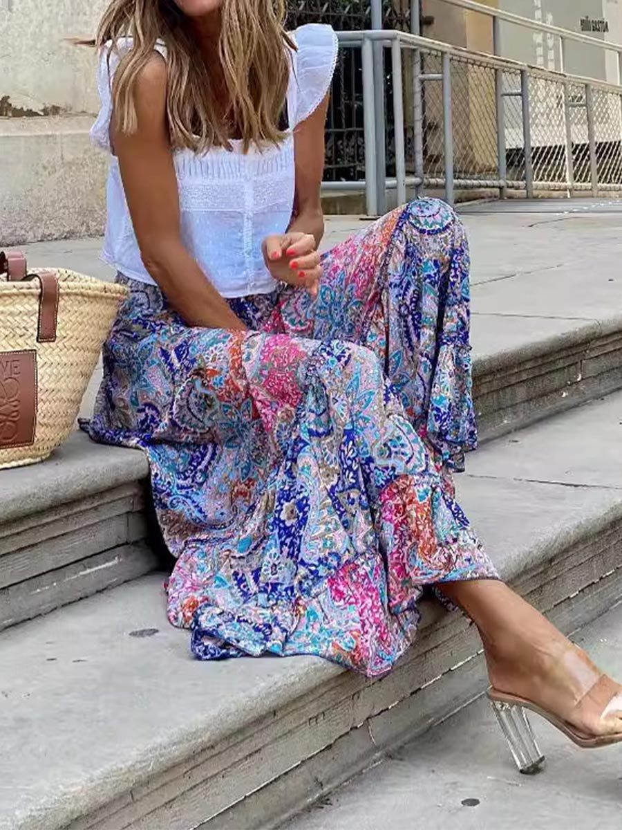 Women's Paisley Print Loose Skirt