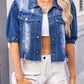 Women's Distressed Casual Denim Jacket Top