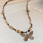 Vintage Gravel Rice Bead Butterfly Necklace