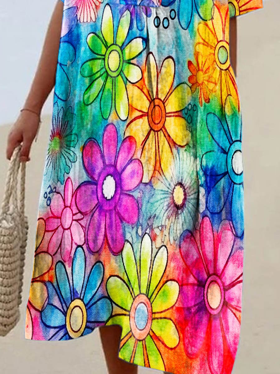 Women's Hippie Psychedelic Art Casual Dress