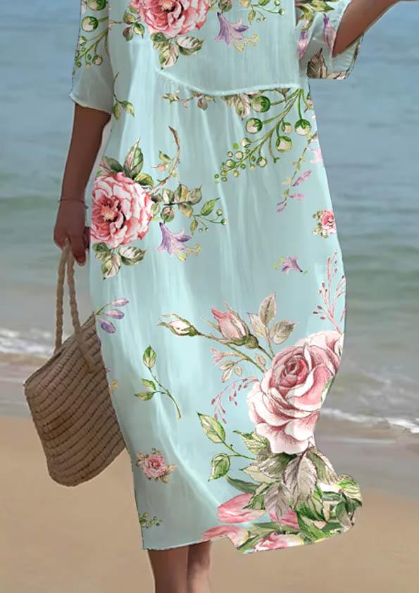 Women's Irregular Floral Pattern Resort Style Dress