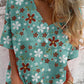 Women's Pastoral Style Floral Pattern Shirt Style Cotton And Linen Top