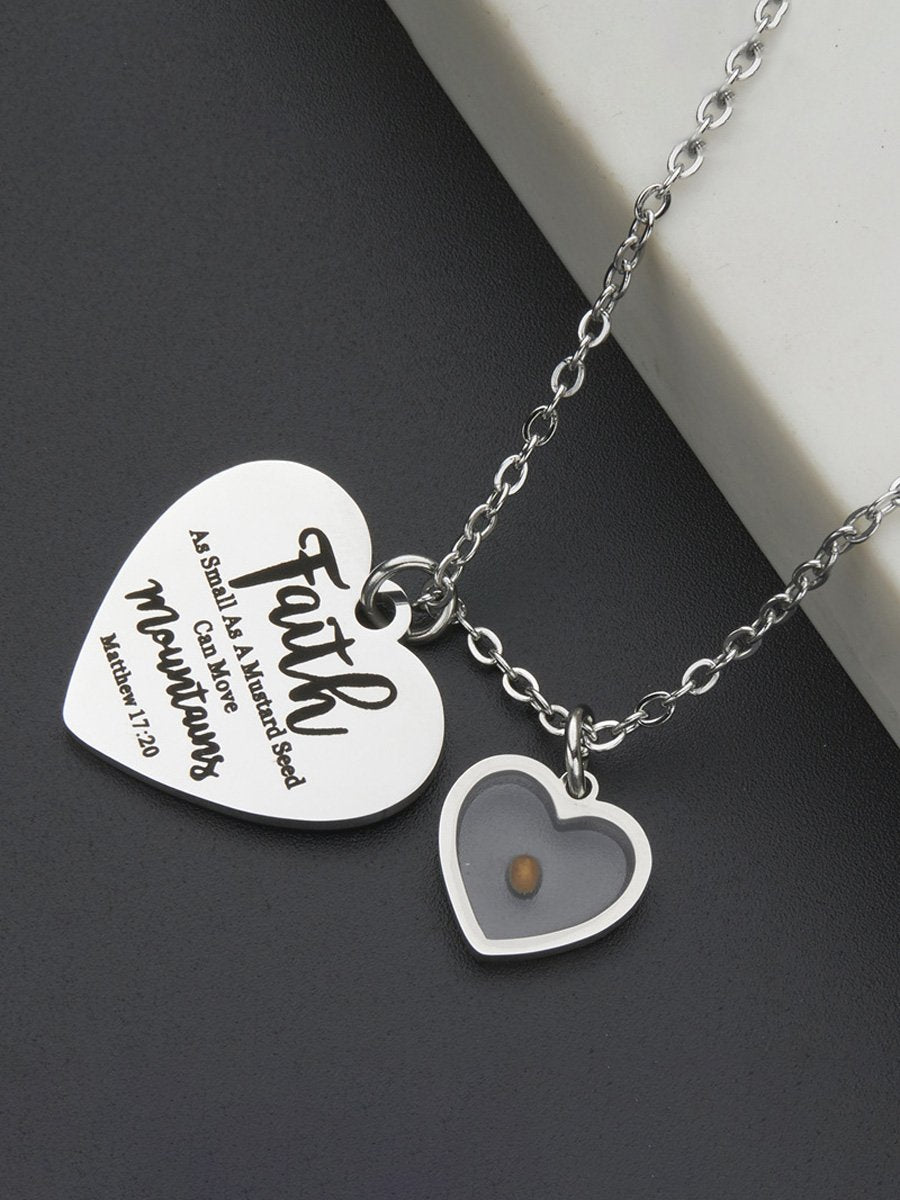 Stainless Steel Faith Mountain Mustard Seed Necklace