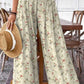 Women's Elegant Simple Floral Pattern Cotton and Linen Pants