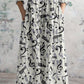 Women's Elegant Art Note Pattern Cotton and Linen Dress with Pockets