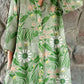 Women's Elegant Simple Floral Pattern Shirt Style Cotton and Linen Dress