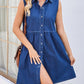 Women's Distressed Sleeveless Loose Denim Patchwork Dress