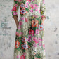 Women's Elegant Floral V-Neck Cotton Dress