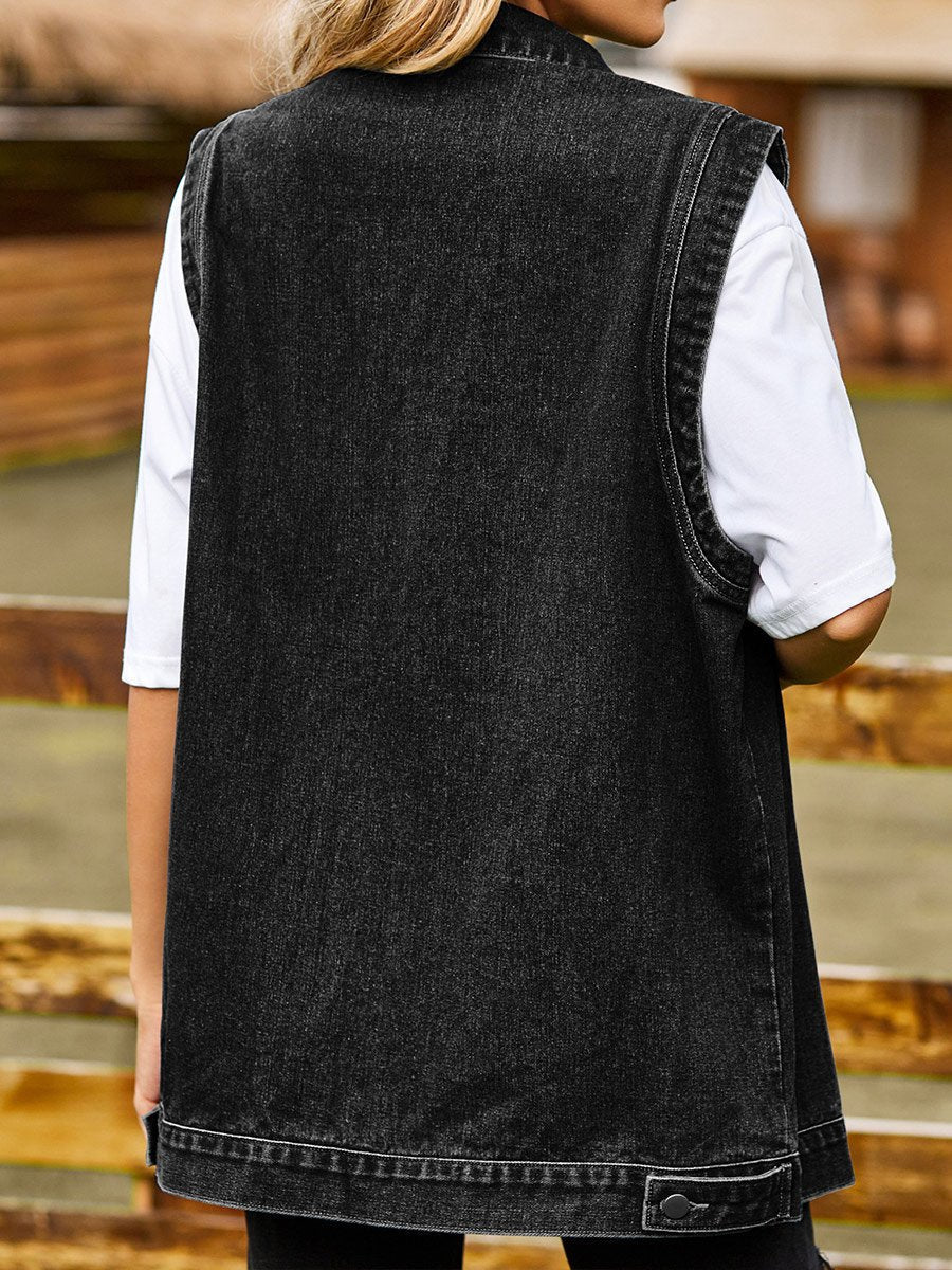 Women's Patch Pocket Denim Vest