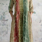 Women's Elegant Boho Geometric Pattern Color Gradient Print V-Neck Cotton and Linen Dress