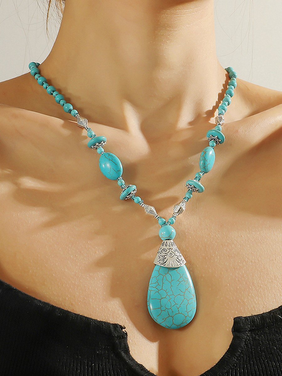 Retro Turquoise Jewelry Bohemian Ethnic Style Turquoise Necklace For Women