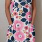 Women's Elegant Floral Cotton and Linen Dress