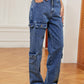 Women's Distressed Multi-Pocket Denim Cargo Pants