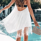 Women's V Neck Strappy Fringe Bikini Cover Up