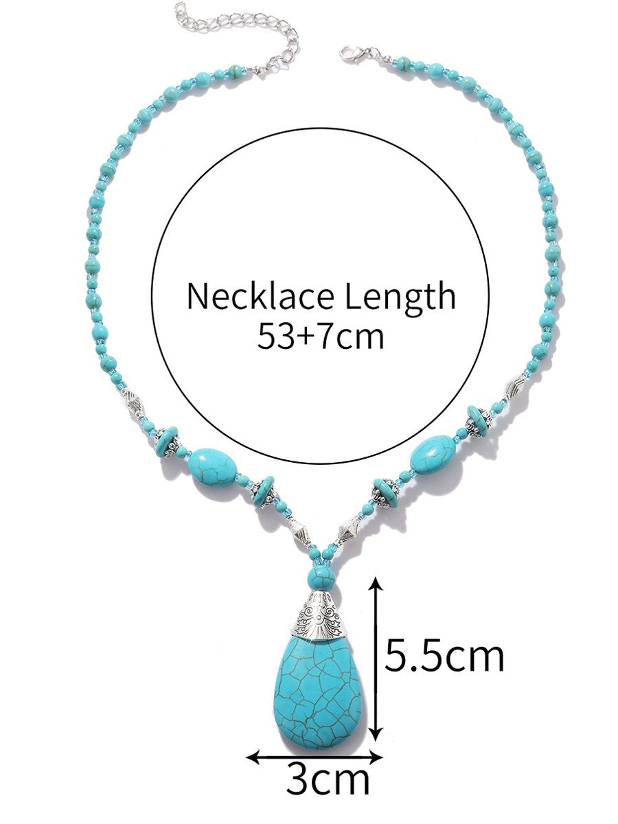 Retro Turquoise Jewelry Bohemian Ethnic Style Turquoise Necklace For Women