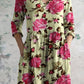 Women's Elegant Vintage Pattern Cotton Dress With Pockets