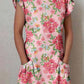 Women's Elegant Rose Floral Cotton and Linen Dress