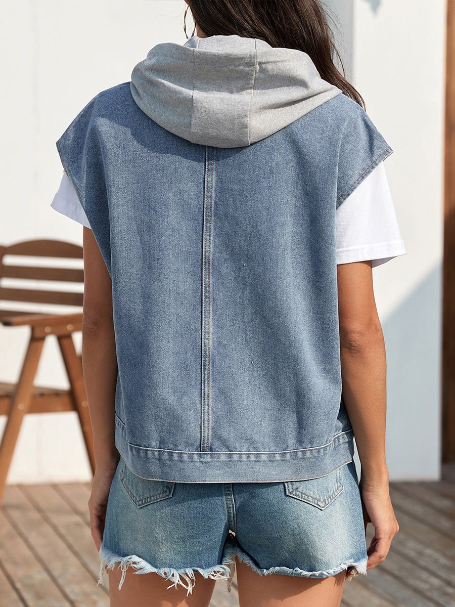 Women's Retro Denim Slim Fit Washed Vest