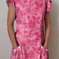 Women's Simple Elegant Decorative Floral Pattern Round Neck Cotton and Linen Dress