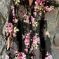 Women's Elegant Vintage Floral Print Shirt Style Cotton and Linen Dress