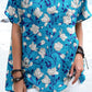 Women's Elegant Simple Floral Pattern Round Neck Cotton and Linen Top