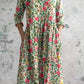 Women's Elegant Pastoral Rose Floral Cotton and Linen Dress with Pockets