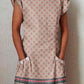 Women's Art Geometric Floral Pattern Cotton and Linen Dress with Pockets