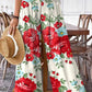 Women's Summer Rose Floral Print Pattern Cotton Wide Leg Pants