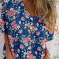 Women's Elegant Simple Floral Pattern V-Neck Cardigan Cotton and Linen Top