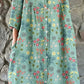 Women's Elegant Floral Shirt Style Cotton and Linen Dress