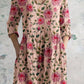 Women's Elegant Vintage Floral Pattern Cotton Dress With Pockets