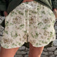 Women's Summer Elegant Simple Floral Linen Strappy Shorts