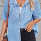 Women's Distressed Thin Denim Shirt