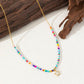 Boho Rice Beads Stainless Steel Shell Pendant Necklace